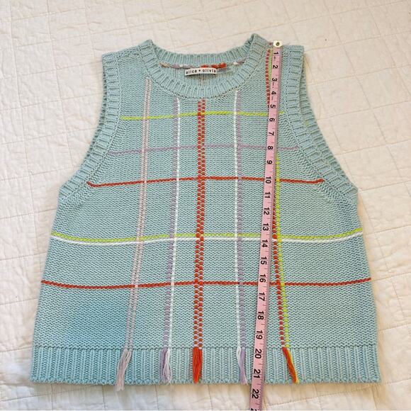 Alice + Olivia Rosalina Grid Shell Sweater Vest Plaid Large - Picture 5 of 10